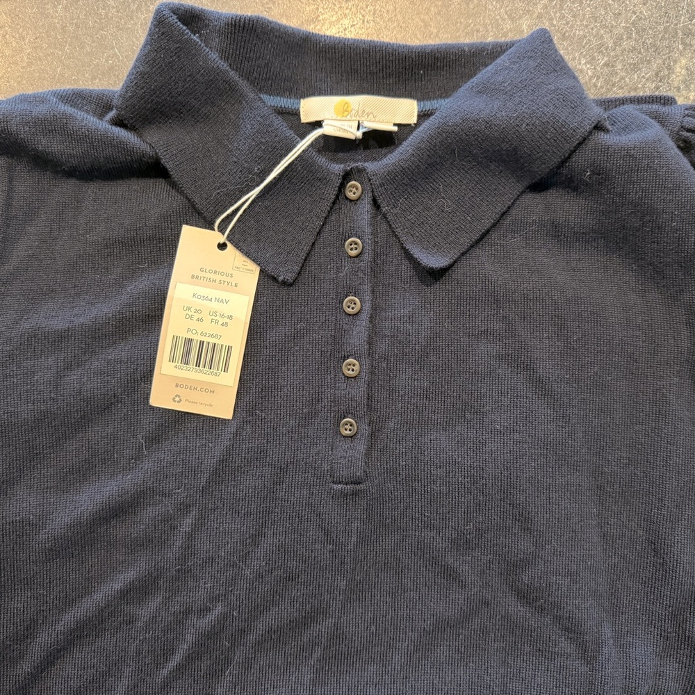 NWT Boden 100% Wool Collared Short Sleeve Sweater